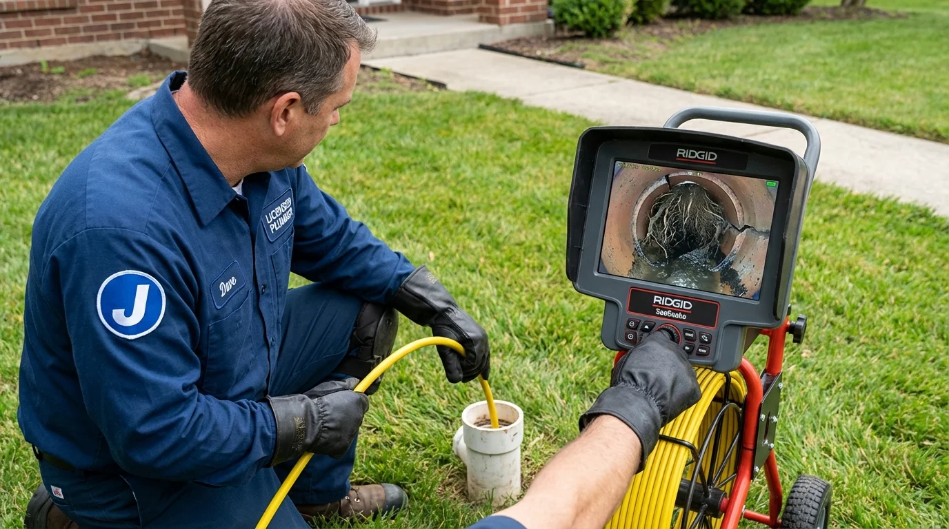 Sewer camera inspection being performed by Johns Plumbing LLC in Mosinee